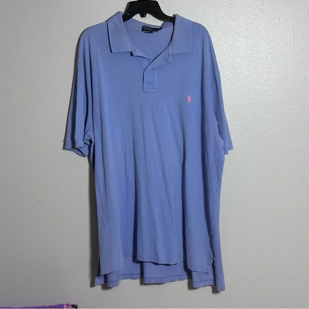 Polo by Ralph Lauren Men Preppy Casual Polo Shirt in Light Blue size 2XLT‎ Tall